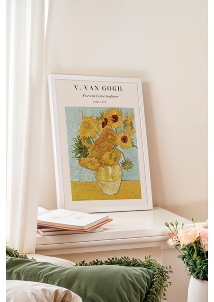 Beyaz Çerçeveli Tablo, Vincent Van Gogh Ayçiçekleri Tablosu, Salon Dekoru Poster No: 113563 fiyatları