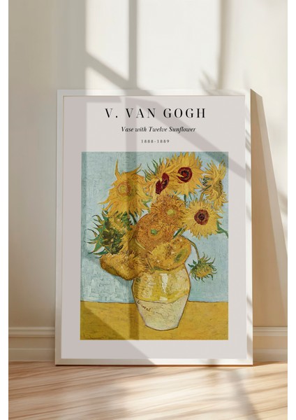 Beyaz Çerçeveli Tablo, Vincent Van Gogh Ayçiçekleri Tablosu, Salon Dekoru Poster No: 113563 modelleri