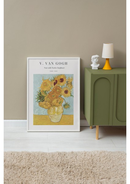 Beyaz Çerçeveli Tablo, Vincent Van Gogh Ayçiçekleri Tablosu, Salon Dekoru Poster No: 113563 fırsatları