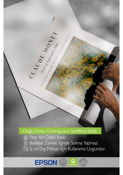 Çerçevesiz Poster, Claude Monet Sarı Çiçek Tablosu, Salon Dekoru Poster No: 113560