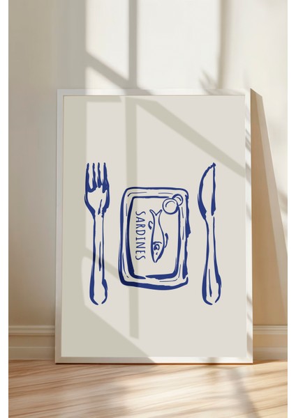 Beyaz Çerçeveli Tablo, Piknik Eskizi, Mutfak Dekoru Poster No: 113737 modelleri