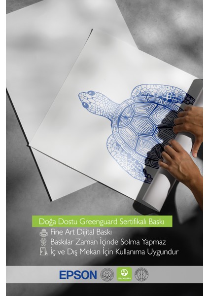 Çerçevesiz Poster, Mavi Deniz Kaplumbağası, Çocuk Odası Dekoru Poster No: 113738