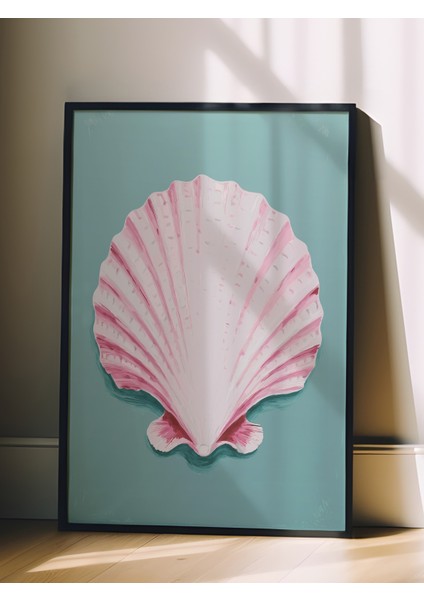 Siyah Çerçeveli Tablo, Pembe Deniz Kabuğu Tasarımı, Banyo Dekoru Poster No: 113800 fiyatları