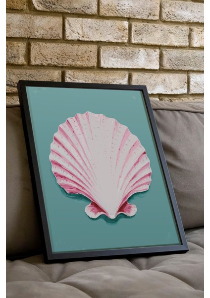 Siyah Çerçeveli Tablo, Pembe Deniz Kabuğu Tasarımı, Banyo Dekoru Poster No: 113800 indirimleri