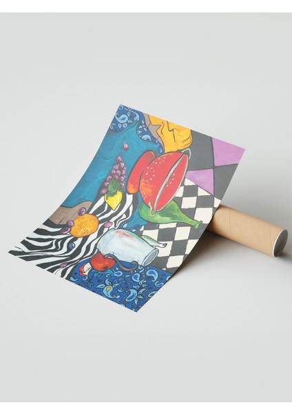 Çerçevesiz Poster, Renkli Soyut Meyve Kompozisyonu, Ofis Dekoru Poster No: 113528 modelleri