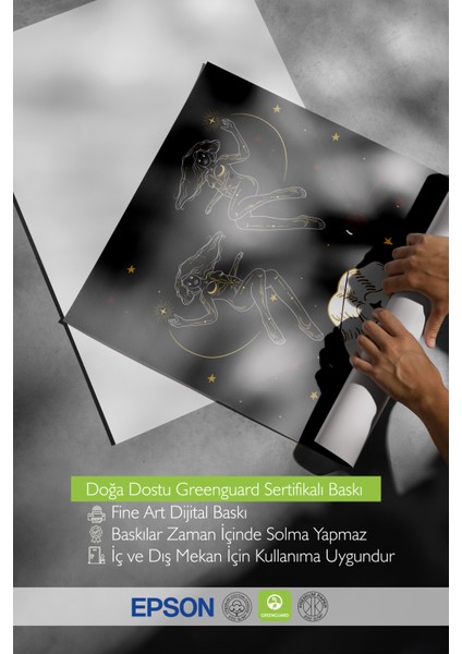 Çerçevesiz Poster, Burç ve Kadın Figürü Illüstrasyonu, Genç Odası Dekoru Poster No: 113884