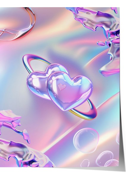 Çerçevesiz Poster, Pastel Kalp Yansıması, Yatak Odası Dekoru Poster No: 114260