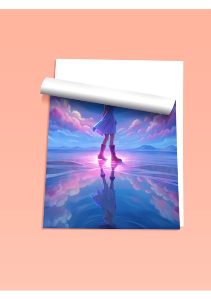 Çerçevesiz Poster, Gökyüzünde Yürüyen Kız Dijital Tasarım, Genç Odası Dekoru Poster No: 113848 fiyatları