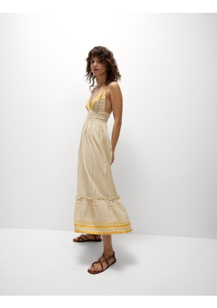 Pamuklu Askılı Midaxi Plaj Elbisesi fırsatları