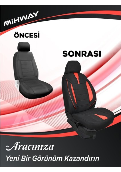 Daihatsu Sirion Oto Koltuk Kılıfı Ön Arka Tam Set Mihway Betelgeuse Kırmızı Serisi modelleri