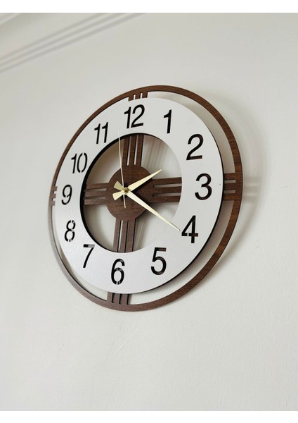 Beyaz Dekoratif Ahşap Hediyelik Sade ve Modern Duvar Saati Pilli Yuvarlak Modern Tr Ahşap 40 x 40 modelleri