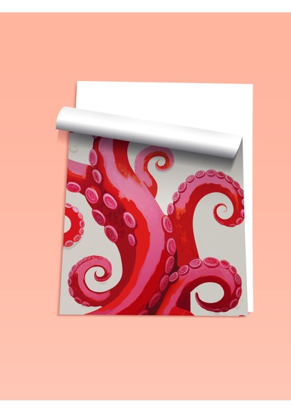 Çerçevesiz Poster, Kırmızı Ahtapot Kolu Çizimi, Mutfak Dekoru Poster No: 113799 fiyatları