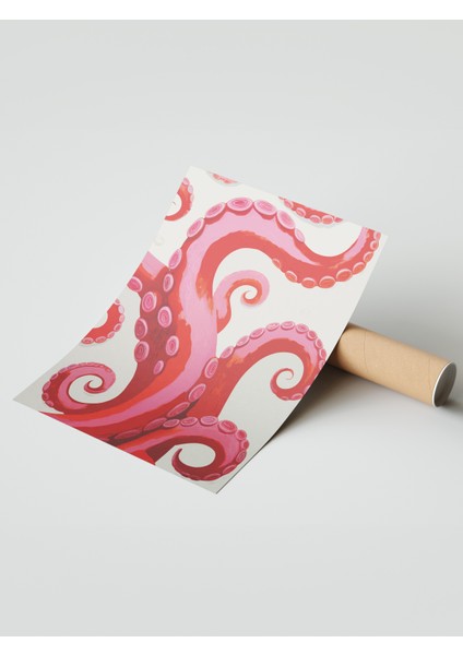 Çerçevesiz Poster, Kırmızı Ahtapot Kolu Çizimi, Mutfak Dekoru Poster No: 113799 modelleri