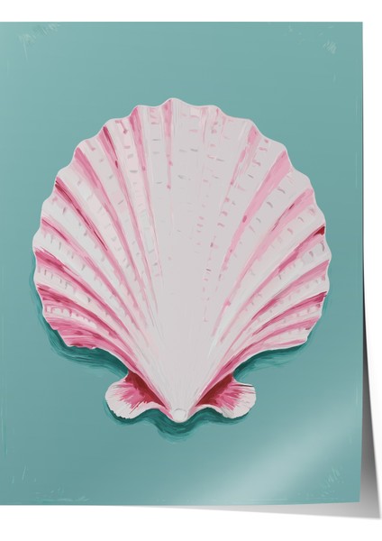 Çerçevesiz Poster, Pembe Deniz Kabuğu Tasarımı, Banyo Dekoru Poster No: 113800