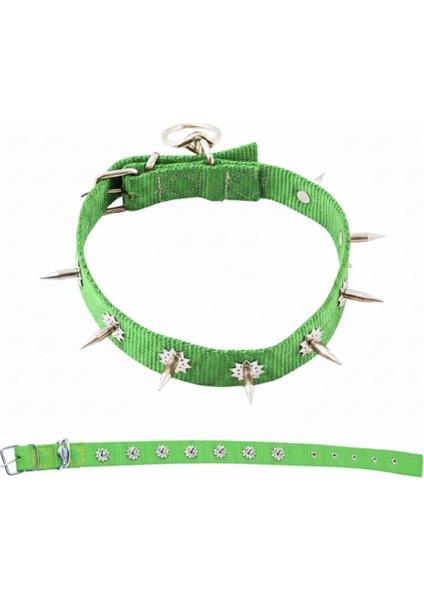 Dokuma Çivili Köpek Boyun Tasması - 4*70 cm - Yeşil