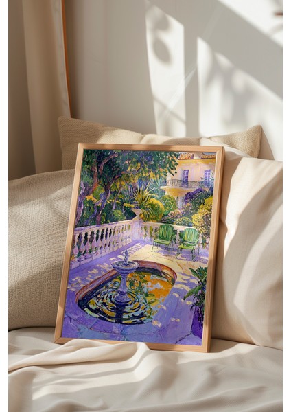Ahşap Çerçeveli Tablo, Renkli Tropik Havuz ve Bahçe Manzarası, Salon Dekoru Poster No: 109240 indirimleri