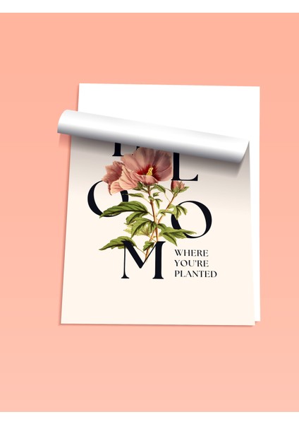 Çerçevesiz Poster, Bloom Tipografik Çiçek Tasarımı, Ofis Dekoru Poster No: 113555 fiyatları