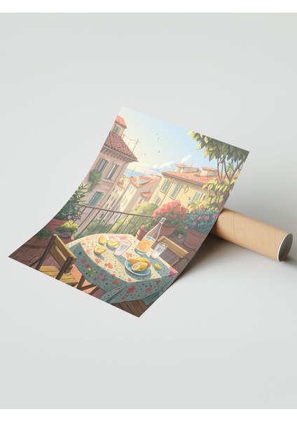 Çerçevesiz Poster, Toskana Tarzı Balkon ve Sokak Manzarası, Salon Dekoru Poster No: 113390 modelleri
