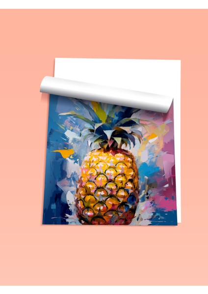 Çerçevesiz Poster, Renkli Ananas Tropik Çizim, Mutfak Dekoru Poster No: 113365 fiyatları
