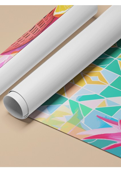 Çerçevesiz Poster, Geometrik Renkli Meyve Tasarımı, Mutfak Dekoru Poster No: 113368 fırsatları