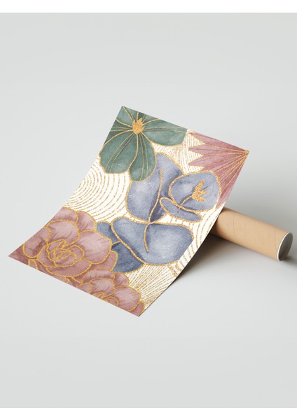 Çerçevesiz Poster, Altın Dokunuşlu Çiçekler, Yatak Odası Dekoru Poster No: 113513 modelleri