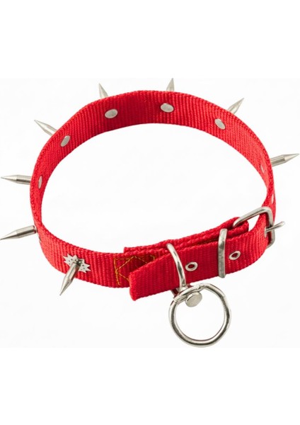 Dokuma Çivili Köpek Boyun Tasması - 4*70 cm - Kırmızı modelleri