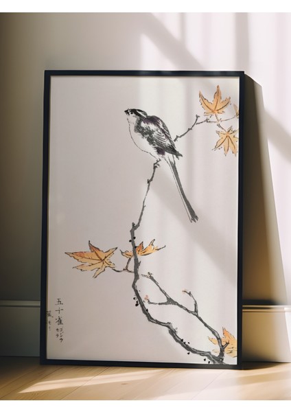 Siyah Çerçeveli Tablo, Dal Üzerinde Kuş Deseni, Salon Dekoru Poster No: 113483 fiyatları