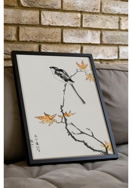 Siyah Çerçeveli Tablo, Dal Üzerinde Kuş Deseni, Salon Dekoru Poster No: 113483 indirimleri