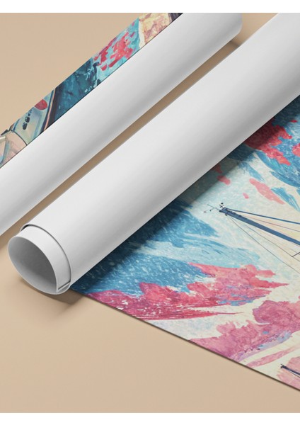 Çerçevesiz Poster, Renkli Gün Batımında Yat Limanı Manzarası, Salon Dekoru Poster No: 113851 fırsatları