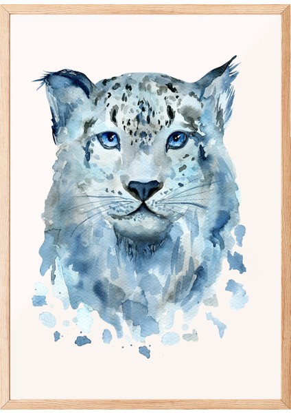 Ahşap Çerçeveli Tablo, Mistik Kar Leoparı, Genç Odası Dekoru Poster No: 113532