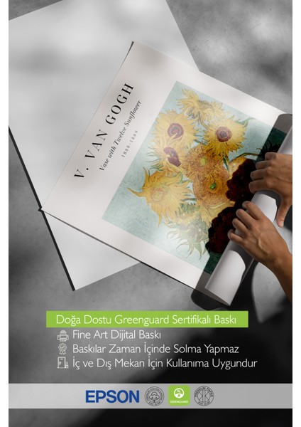 Çerçevesiz Poster, Vincent Van Gogh Ayçiçekleri Tablosu, Salon Dekoru Poster No: 113563