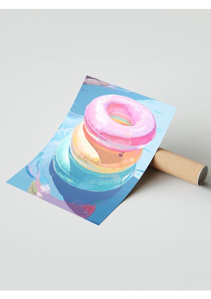 Çerçevesiz Poster, Renkli Simit Şeklinde Deniz Halkası, Genç Odası Dekoru Poster No: 113789 modelleri