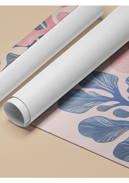 Çerçevesiz Poster, Pembe Mavi Yaprak Illüstrasyonu, Salon Dekoru Poster No: 113802 fırsatları