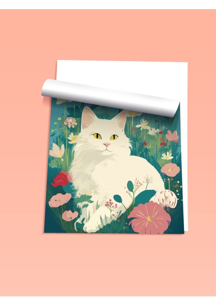 Çerçevesiz Poster, Sevimli Kedi Çiçekli Bahar, Çocuk Odası Dekoru Poster No: 114173 fiyatları