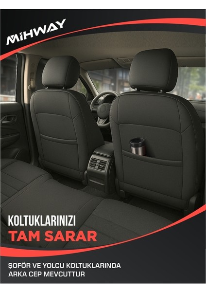 Nissan Pulsar Oto Koltuk Kılıfı Ön Arka Tam Set Mihway Betelgeuse Kırmızı Serisi