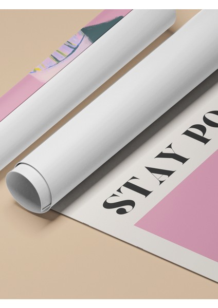 Çerçevesiz Poster, Stay Positive Çiçekli Tipografi, Ofis Dekoru Poster No: 113511 fırsatları