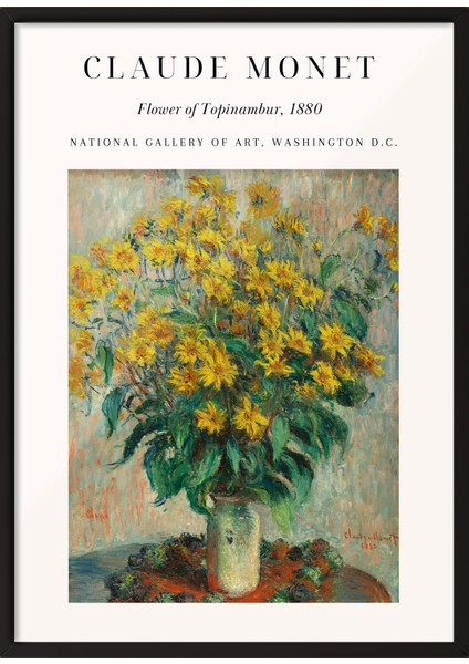 Siyah Çerçeveli Tablo, Claude Monet Sarı Çiçek Tablosu, Salon Dekoru Poster No: 113560