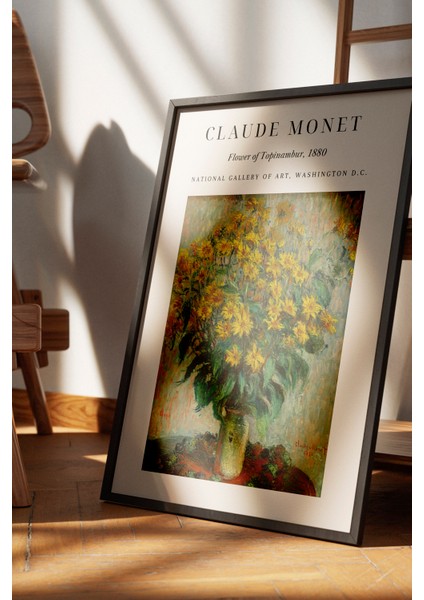 Siyah Çerçeveli Tablo, Claude Monet Sarı Çiçek Tablosu, Salon Dekoru Poster No: 113560 fırsatları