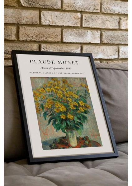 Siyah Çerçeveli Tablo, Claude Monet Sarı Çiçek Tablosu, Salon Dekoru Poster No: 113560 indirimleri