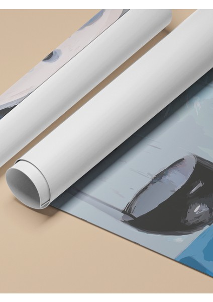 Çerçevesiz Poster, Yaban Mersinli Tatlı ve Şarap Sunumu, Mutfak Dekoru Poster No: 113331 fırsatları