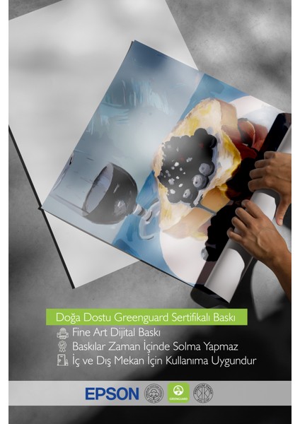 Çerçevesiz Poster, Yaban Mersinli Tatlı ve Şarap Sunumu, Mutfak Dekoru Poster No: 113331