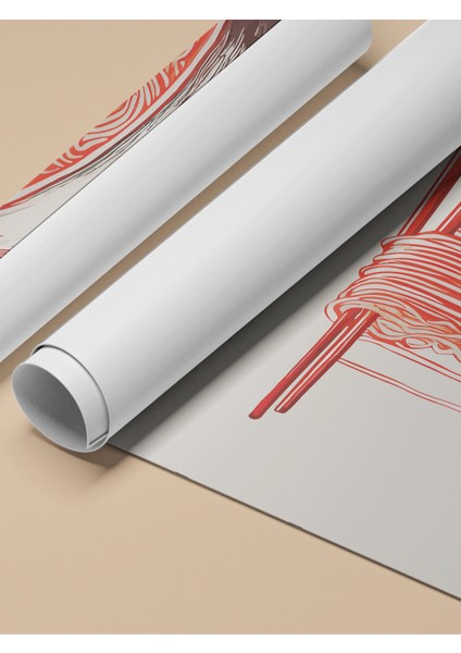 Çerçevesiz Poster, Kırmızı Ramen Kasesi Illüstrasyonu, Mutfak Dekoru Poster No: 113264 fırsatları