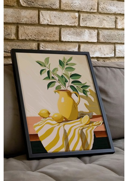 Siyah Çerçeveli Tablo, Sarı Limonlu Natürmort Tablo, Mutfak Dekoru Poster No: 113318 indirimleri