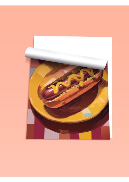 Çerçevesiz Poster, Sosisli Sandviç Çizimi, Mutfak Dekoru Poster No: 113361 fiyatları