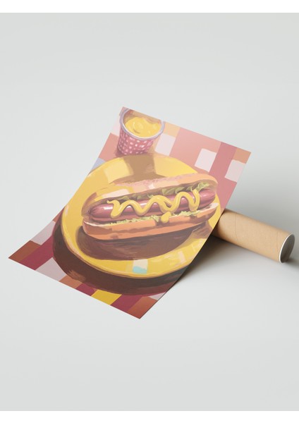 Çerçevesiz Poster, Sosisli Sandviç Çizimi, Mutfak Dekoru Poster No: 113361 modelleri