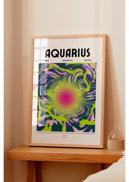 Ahşap Çerçeveli Tablo, Aquarius Astroloji , Çalışma Odası Dekoru Poster No: 114247 fiyatları