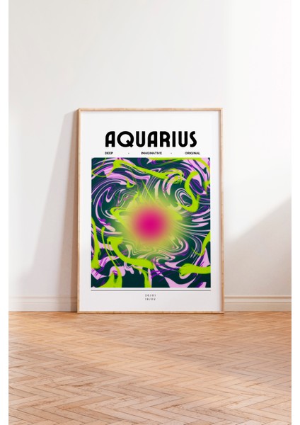 Ahşap Çerçeveli Tablo, Aquarius Astroloji , Çalışma Odası Dekoru Poster No: 114247 modelleri