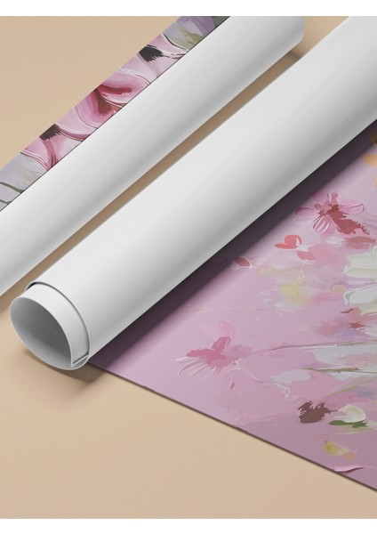 Çerçevesiz Poster, Pembe Çiçekler ve Kadın Figürü, Salon Dekoru Poster No: 113717 fırsatları