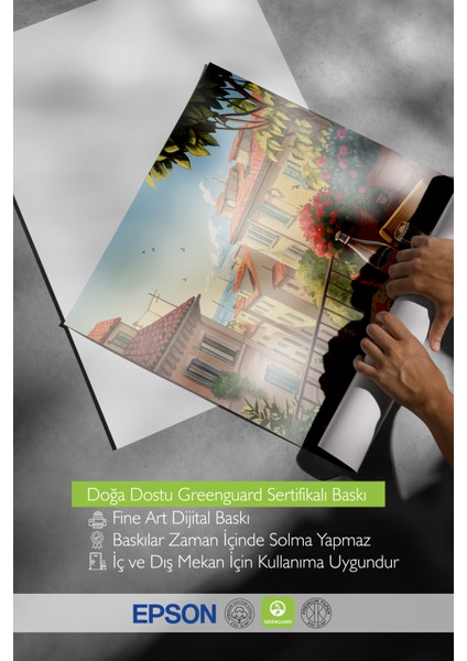 Ahşap Çerçeveli Tablo, Toskana Tarzı Balkon ve Sokak Manzarası, Salon Dekoru Poster No: 113390