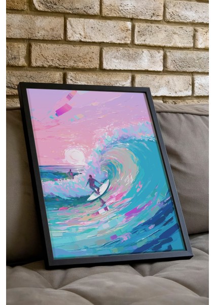 Siyah Çerçeveli Tablo, Deniz Dalgası Sörf Soyut Tasarım, Genç Odası Dekoru Poster No: 113792 indirimleri